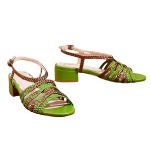 ANTHROPOLOGIE Miss L Fire Clementine block heels leather sandals women's…